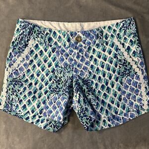 Lilly Pulitzer The Callahan Short Womens Size‎ 0 Blue Chino Preppy Classic